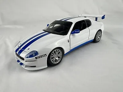 BURAGO Die Cast Maserati Trofeo 1:24 Scale White W/Blue Stripes No Box  • $15