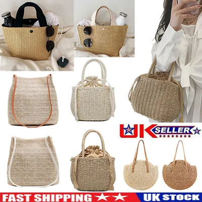 £7.39 • Buy Women Fashion Handbag Straw Rattan Bag Wicker Boho Woven Bag Totes Beach Bags SA