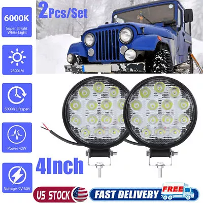 2x 4.5 Inch Round LED Offroad Lights Spot Flood Driving Fog Lamp Tractor ATV • $11.39