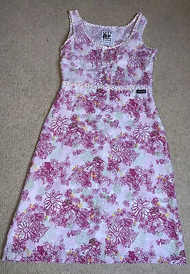 Lazy Jacks Linen Summer Dress 10  Pink Flowered Pattern • £9