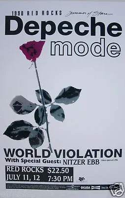 Depeche Mode - Nitzer Ebb  World Violation 1990 Tour  Denver Concert  Poster • $37.85