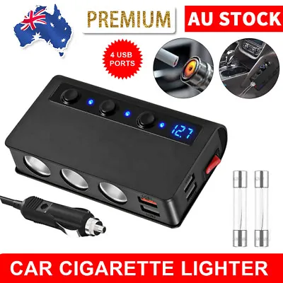 3 Way Multi 12V/24V Car Cigarette Lighter Socket Splitter USB Charger Adapters • $25.95