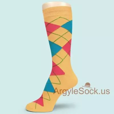 Shades Of YELLOW/GOLD/MUSTARD Mens Groomsmen Argyle Socks Non-brand FREE-SHIP • $9.99