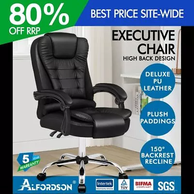 ALFORDSON Office Chair Executive Gaming Computer Recliner Racer PU Leather Seat • $139.95