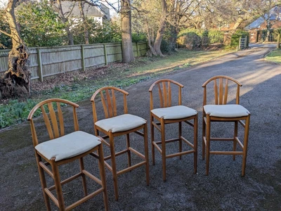 £64 • Buy 4 Breakfast Bar Stools High Counter Chair Kitchen Pub Restaurant Barstool U.S.