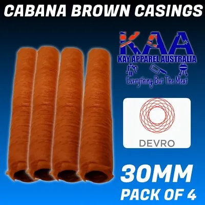 $21 • Buy Devro 30mm Cabana Brown Collagen Sausage Casings Pack Of 4, Butchers Sausages