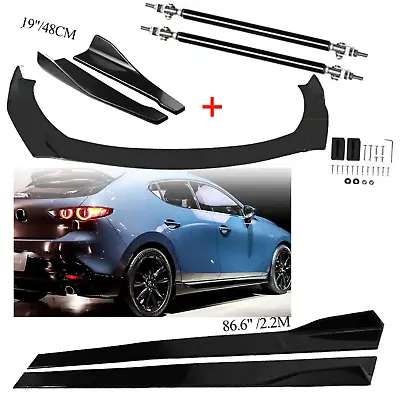 Front Splitter Bumper Lip Spoiler Body+Strut Rods  For Mazda 3 Sedan Hatchback • $59.99