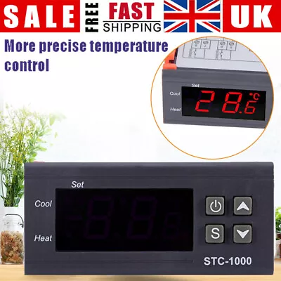 12-220V Temperature Thermostat STC-1000 Controller Heating & Cooling Aquarium UK • £10.48