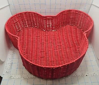 Walt Disney World Mickey Mouse Red Plastic Wicker Tray Basket Decor Florist RARE • $10.67