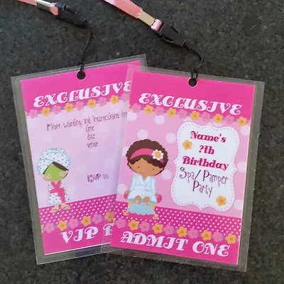 £2.97 • Buy Personalised VIP Pass Lanyard  Birthday Party Invite Girls Pamper Spa Sleepover