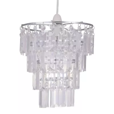 Modern Acrylic Crystal 4 Tier Easy Fit Light Shade Chandelier Pendant • £16.99