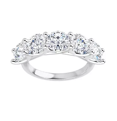 1.25  Ct Fround Moissanite Colorless 5 Stone Semi Eternity Wedding Band Ring • $1599