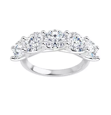 3.00 Ct Round Moissanite Colorless 5 Stone Semi Eternity Wedding Band Ring • $1999