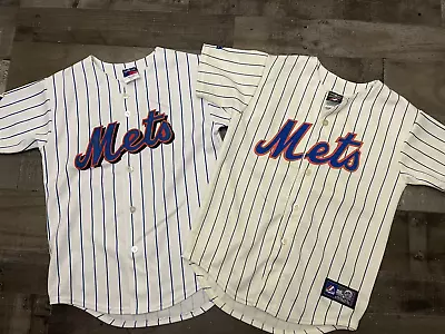 VTG Lot NY METS Baseball MLB Majestic Jersey Shirt Striped Button Up Youth M USA • $19.99