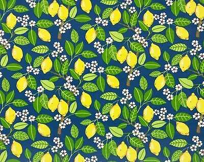Pkl Lemon Tree Indigo Blue Green Outdoor Indoor Multiuse Fabric By Yard 54 W • $9.99