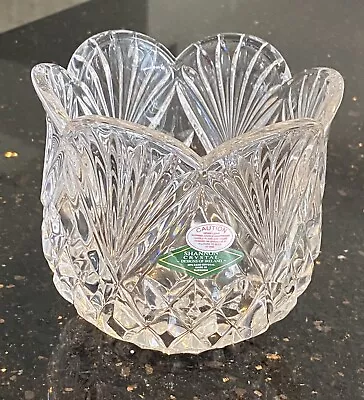 Shannon Crystal Of Ireland 24% Lead Crystal Tulip Rose Vase Votive Holder • $29.95