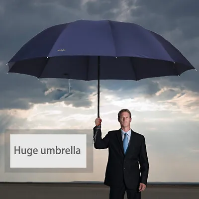 60  Men Women Hugh Umbrella 3 Folding Big Umbrella Windproof Suit 2-3 People New • $21.99