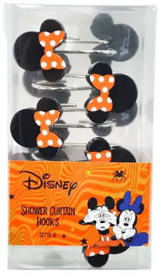 Disney Minnie Mouse Shower Curtain Hooks Set Of 12 Orange Polka Dot Bow NIB • $19.99