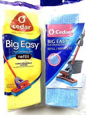 OCedar Big Easy Flat Sponge 2 Mop Refills Absorbent Yellow & Blue NEW Free SHIP • $28.95