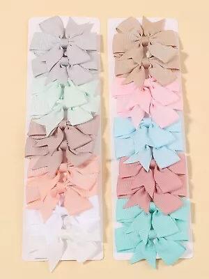 20pcs Set Baby Girls Bow Knot Hair Clips Multicolour Plain Pink Blue Summer Gift • £4.99