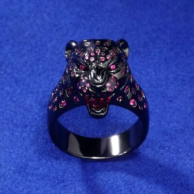 $101 • Buy Purple & Red Amethyst W/18k Black Gold Leopard Ring