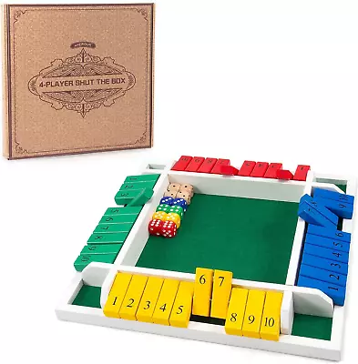 AMEROUS Shut The Box Dice Game-12 Inches-Colorful Design-1-4 Players-12 Dice-Gif • $30.74