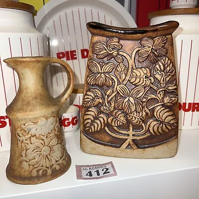 2x Exmoor Quantock Studio Pottery 5” Handled Jug & 6.5” Vase • £27.50