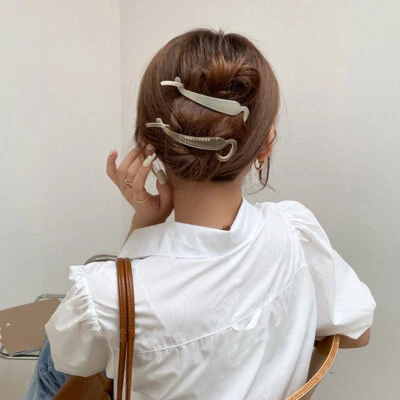 $2.35 • Buy Solid Acrylic Hair Clips Ponytail Holder Women Girls Hairpins Twist Hair Claw
