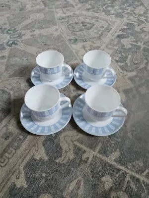 Martha Stewart Everyday Blue Garden Trellis Tea Cup And Saucer Set Of 4  • $19.99