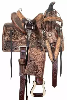 Western Leather Horse Saddle Cowboy Roping Youth Kids Adult Tack Set Freeship • $358.90