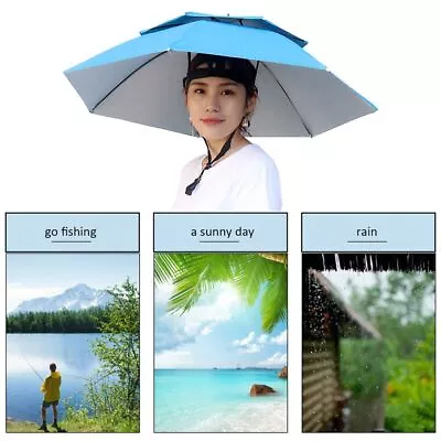 Foldable Fishing Sunshade Headwear  Umbrella Hat UV Protection Sunscreen  Caps • £10.98