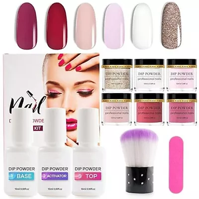 6 Colors Dipping Powder For Nail ArtDIY Dip Powder Nail Kit Starter Acrylic • $5.68