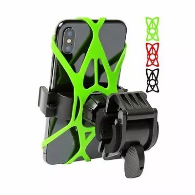 Mongoora Bike & Motorcycle Phone Mount W/ 3 Bands Black Red Green Cell Phone • $7.99