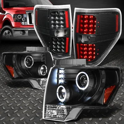 For 09-14 Ford F150 Black Housing Halo Ring Projector Headlight+led Tail Lamp • $206.76