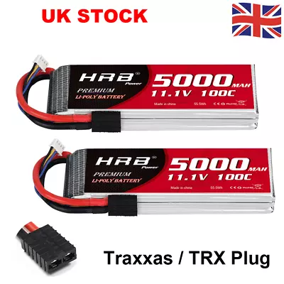 2pcs HRB 11.1V 3S 5000mAh LiPo Battery TRX 100C For RC Airplane Truck Drone Car • £71.99