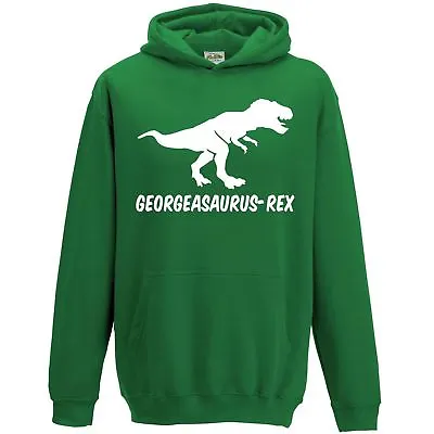 £21.95 • Buy Personalised T-Rex Kids Hoodie Childrens Dinosaur Hooded Top Custom Boys L73