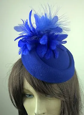 £6.90 • Buy Royal Blue Feather Flower Fascinator Pill Box Hat Hair Clip Headpiece Wedding