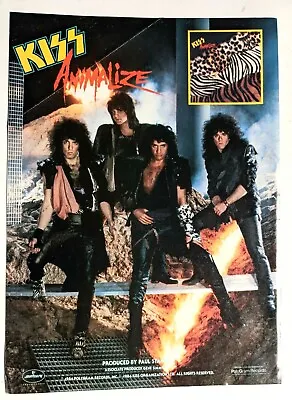 Kiss / Mark St. John / Eric Carr / 1984 Animalize Lp / Album Magazine Print Ad • $12.99