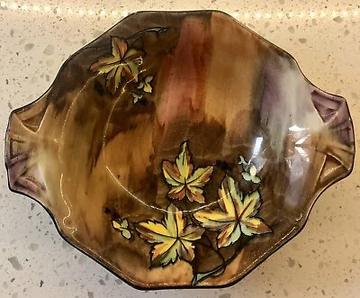 H & K TUNSTALL AUTUMN TINTS Fall Leaves TAB HANDLE Hand Painted Bowl England • $21