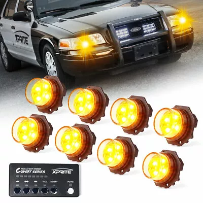 Xprite 8 Pack LED Amber Hideaway Strobe Lights Kit Emergency Warning Hazard • $114.39