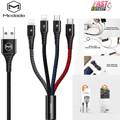 Mcdodo 4 In 1 Multi USB Charging Cable Fast Charger Cord For IPhone/Type C/Micro • $16.99