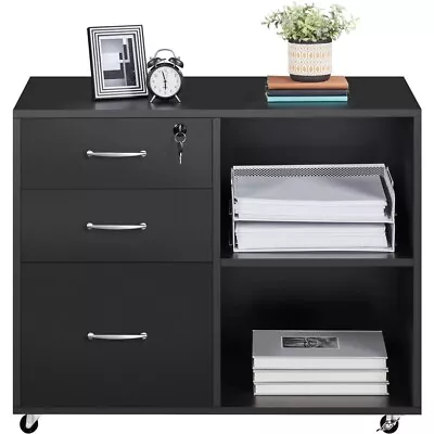 Lateral File Cabinet With Lock Letter Size A4 File Organization Printer Stand • $96.99