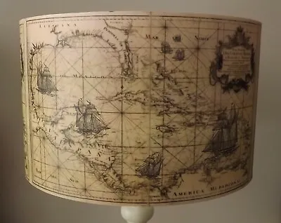 Sea Map Lampshadelight Shade Shabby Chic Caribbeannauticalships Free Gift • £20.99