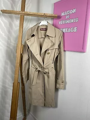 Max Mara Studio Size S Woman’s Trench Coat Beige Button Front Belted • $93.75