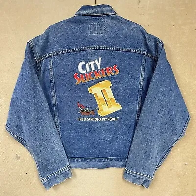 Vintage 90s City Slickers II Denim Jacket Size Large Movie Cast Crew Promo • $150