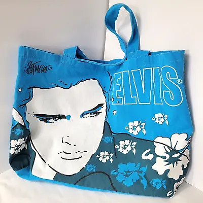 Elvis Presley Signature Product Joe Petruccio Canvas Tote Bag Aqua Blue Hawaii • $44.79