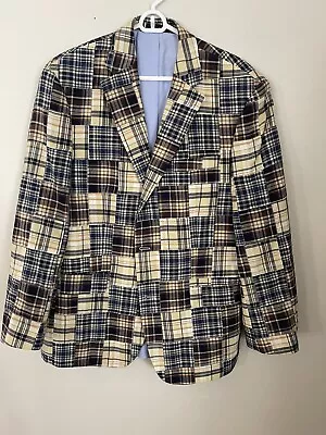 Men's Ralph Lauren Patchwork Cotton Madras Plaid Blazer Size 42 R. Macy’s • $125