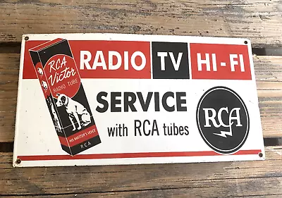 Vintage Radio Tv Hi-fi Service Rca Porcelain Gas Oil Pump Station Gasoline Sign • $0.99