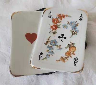 Meissner Limoges Playing Cards Trinket Dish • £10