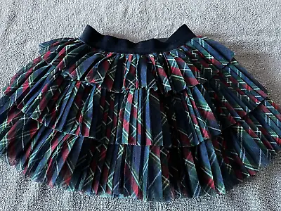 Baby Girls - Mayoral - Navy Tartan Pleated Layered Skirt - Age 12 Months - New • £8.25